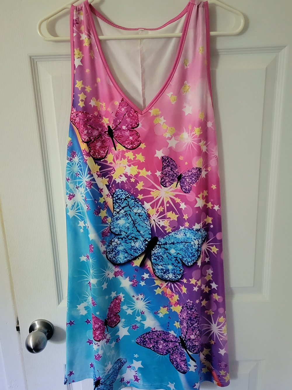 NWOT SHEIN Pink Blue Purple Gradient Butterfly Print Dress